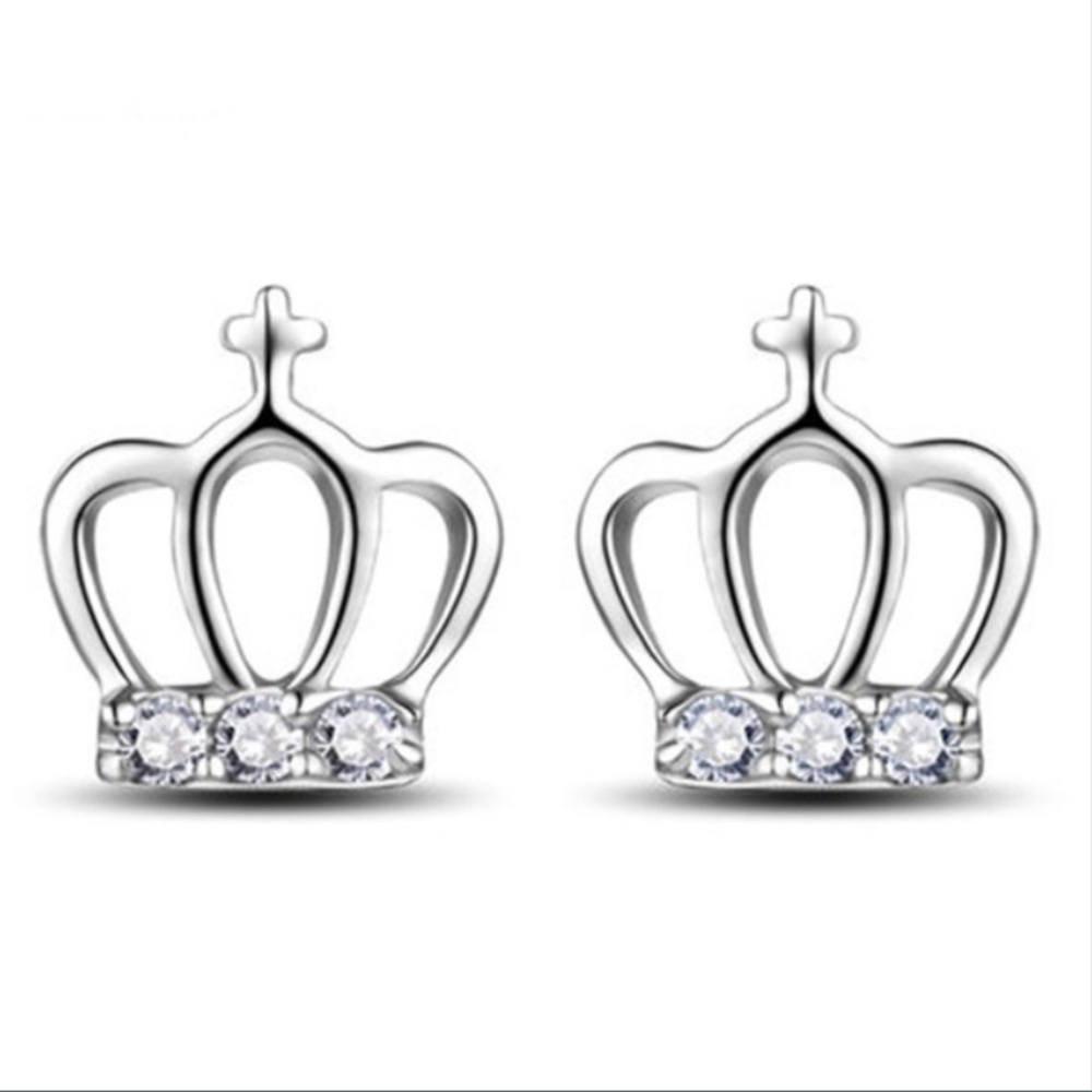 Silver crown earrings